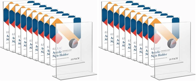 Main image of Acrylic Sign Holder 8.5 x 11, Plastic Frame Flyer Holder, Double Frames Clear Acrylic Display Stand for Store, Restaurant (20 pack)
