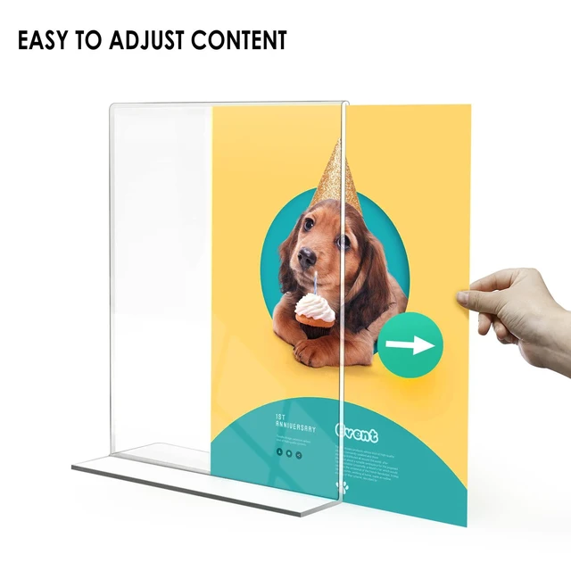 Alt view image 3 of 7 - Acrylic Sign Holder 8.5 x 11, Plastic Frame Flyer Holder, Double Frames Clear Acrylic Display Stand for Store, Restaurant (20 pack)
