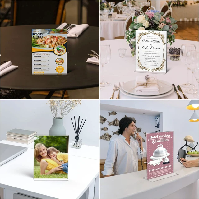 Alt view image 6 of 7 - Acrylic Sign Holder 8.5 x 11, Plastic Frame Flyer Holder, Double Frames Clear Acrylic Display Stand for Store, Restaurant (20 pack)