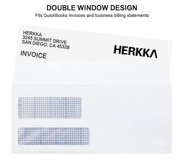 Alt view image 5 of 5 - #9 Double Window Security Envelopes, No.9 Double Window Business Envelopes Designed for Quickbooks Invoices and Business Statements - Number 9 Size 3 7/8 Inch X 8 7/8 Inch - 24 LB - 500 Pack