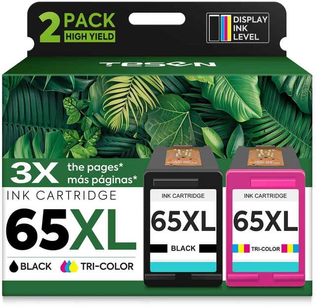 Main image of 65XL Ink Cartridges Black Color Combo Pack High-Yield Replacement for HP Ink 65 XL HP65 use with Envy 5055 5000 5052 Deskjet 3755 3700 3752 2600 2622 2652 Printers (2-Pack)