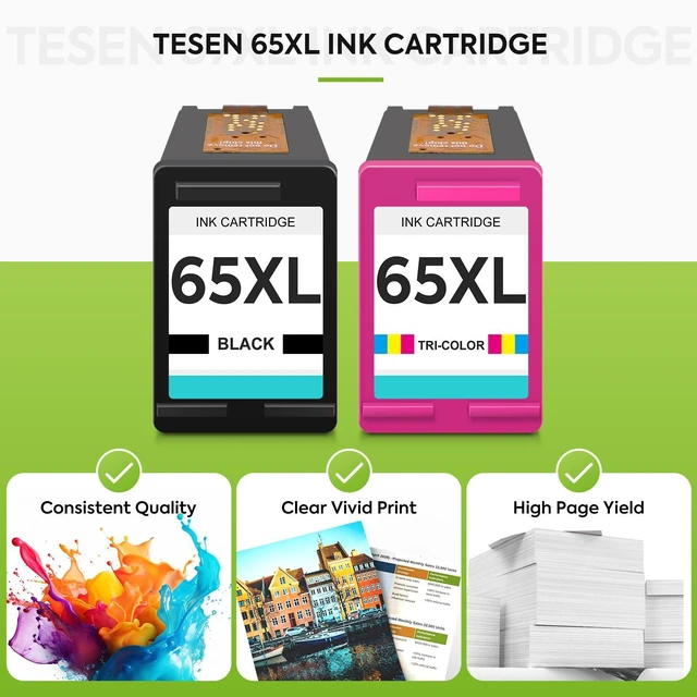Alt view image 5 of 7 - 65XL Ink Cartridges Black Color Combo Pack High-Yield Replacement for HP Ink 65 XL HP65 use with Envy 5055 5000 5052 Deskjet 3755 3700 3752 2600 2622 2652 Printers (2-Pack)