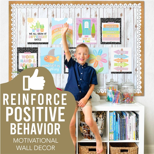 Alt view image 2 of 7 - Motivational Poster for Classroom Decor Teacher Must Haves School Posters Pastel Growth Mindset Posters, Inspirational Wall Decor Middle School, Elementary Bulletin Board Decorations