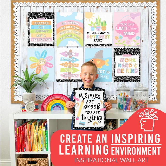 Alt view image 4 of 7 - Motivational Poster for Classroom Decor Teacher Must Haves School Posters Pastel Growth Mindset Posters, Inspirational Wall Decor Middle School, Elementary Bulletin Board Decorations