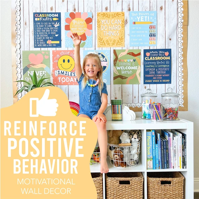 Alt view image 2 of 7 - Motivational Poster for Classroom Decor Teacher Must Haves, Classroom Rules Retro Growth Mindset Posters, Inspirational Wall Decor Middle School, Elementary Bulletin Board Decorations