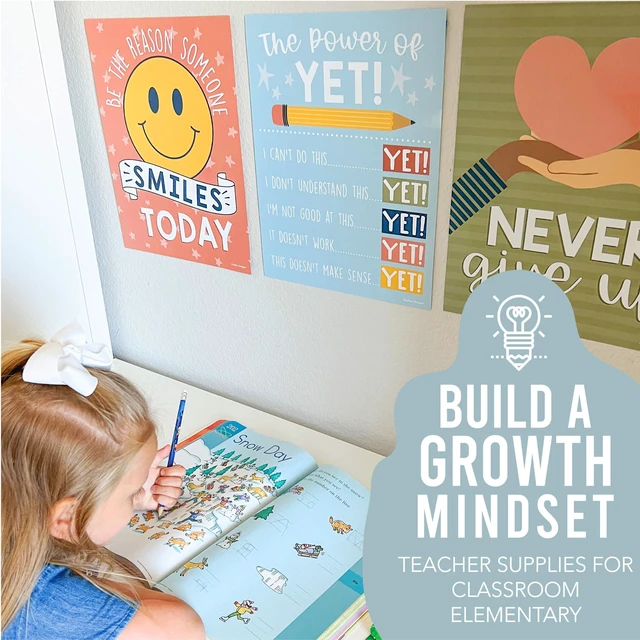 Alt view image 7 of 7 - Motivational Poster for Classroom Decor Teacher Must Haves, Classroom Rules Retro Growth Mindset Posters, Inspirational Wall Decor Middle School, Elementary Bulletin Board Decorations