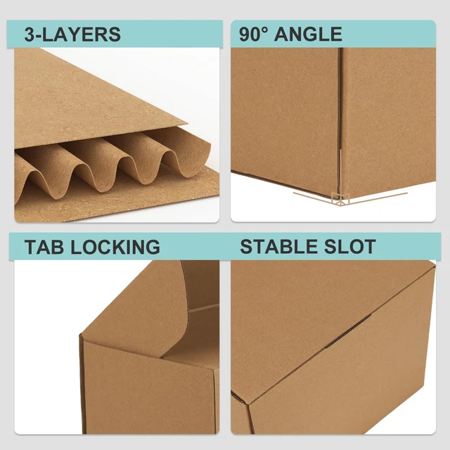 Alt view image 3 of 7 - 6x4x1.5 Small Shipping Boxes, 100 Pack Brown Kraft Folding Mailer Boxes, 3-Ply Corrugated Cardboard Mini Box Mailers for Small Business Packaging