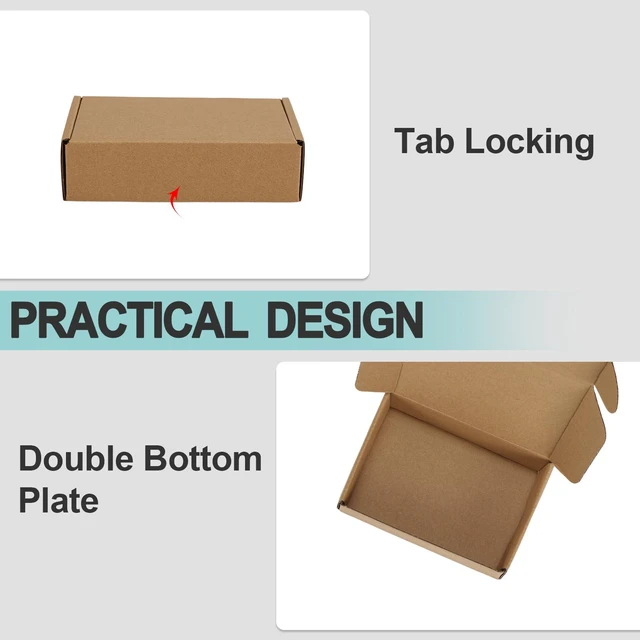 Alt view image 4 of 7 - 6x4x1.5 Small Shipping Boxes, 100 Pack Brown Kraft Folding Mailer Boxes, 3-Ply Corrugated Cardboard Mini Box Mailers for Small Business Packaging