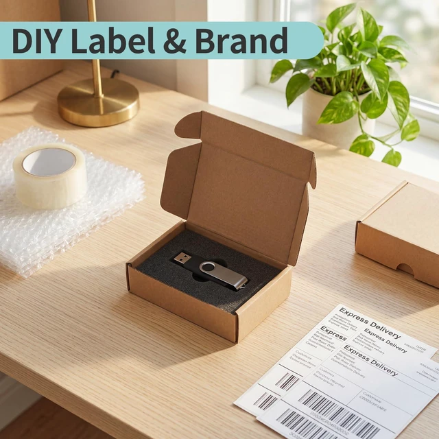 Alt view image 6 of 7 - 6x4x1.5 Small Shipping Boxes, 100 Pack Brown Kraft Folding Mailer Boxes, 3-Ply Corrugated Cardboard Mini Box Mailers for Small Business Packaging