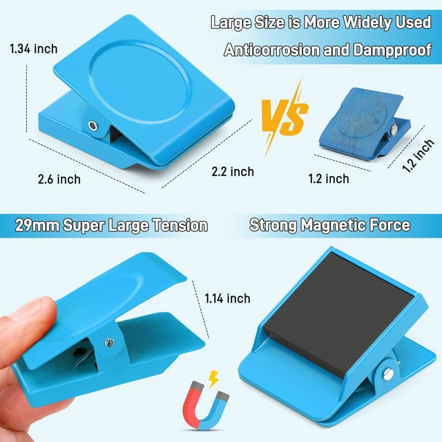 Alt view image 2 of 7 - Blue Magnetic Clip, 4 Pack Magnet Clips for Whiteboard and Office Fridge Magnet Clips, 2.2 Inch Design, Whiteboard, Classroom, Photo Frames, Cruise, Home, Office, Decoration Gifts
