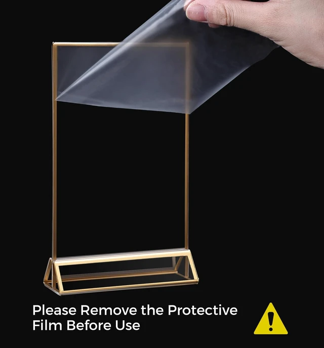 Alt view image 3 of 7 - 6 Pack Acrylic Sign Holder 4x6 Gold Frames, Wedding Table Number Holders Double Sided Vertical Clear Display Stand, Picture Holders for Tables, Menus, Flyers, Party and Office Decor