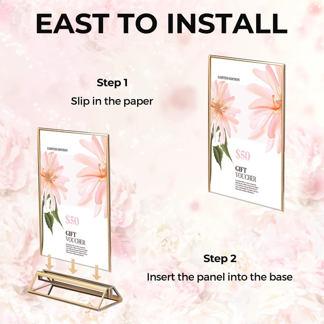 Alt view image 4 of 7 - 6 Pack Acrylic Sign Holder 4x6 Gold Frames, Wedding Table Number Holders Double Sided Vertical Clear Display Stand, Picture Holders for Tables, Menus, Flyers, Party and Office Decor