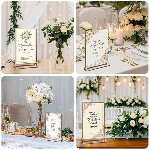 Alt view image 7 of 7 - 6 Pack Acrylic Sign Holder 4x6 Gold Frames, Wedding Table Number Holders Double Sided Vertical Clear Display Stand, Picture Holders for Tables, Menus, Flyers, Party and Office Decor