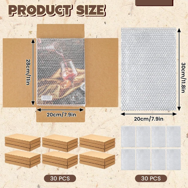 Alt view image 3 of 6 - 30 Pack Comic Book Mailers,Brown,7.8 X 11 X 1.97 Inch with 30 Bubble Bags, Easy Fold Shipping Boxes, Height Adjustable, for Mailing Comic Book Photos Collectibles