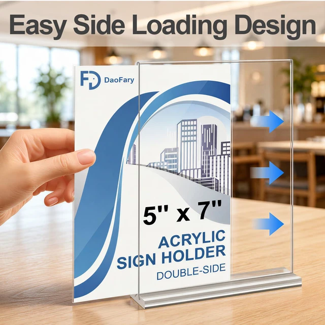 Alt view image 4 of 7 - Acrylic Sign Holder 5 x 7, 16 Pack Double-Sided Display Clear T Shape Table Sign Stand, Table Number Holder and Reserved Sign Display for Weddings, Restaurants and Events