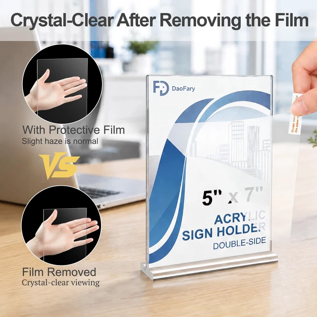 Alt view image 5 of 7 - Acrylic Sign Holder 5 x 7, 16 Pack Double-Sided Display Clear T Shape Table Sign Stand, Table Number Holder and Reserved Sign Display for Weddings, Restaurants and Events