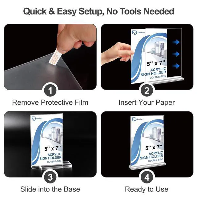 Alt view image 7 of 7 - Acrylic Sign Holder 5 x 7, 16 Pack Double-Sided Display Clear T Shape Table Sign Stand, Table Number Holder and Reserved Sign Display for Weddings, Restaurants and Events