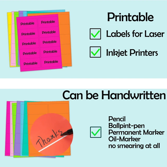 Alt view image 5 of 7 - 2" x 4" Colored Labels,400 PCS,8 Colors Stickers for Laser/Inkjet Printer 40 Sheets Bright Moving Shipping Address Labels for Laser/Inkjet Printer, Printable Sticker Labels, Permanent Adhesive