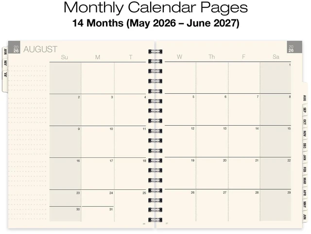 Alt view image 3 of 7 - ESSENTIAL 2026-2027 Monthly & Weekly Planner with Tabs, 7"x9": 14 Months (May 2026 - June 2027), Professional, Simple, Easy-to-Use Design and Frosted Poly Cover for Extra Protection (Frosted)