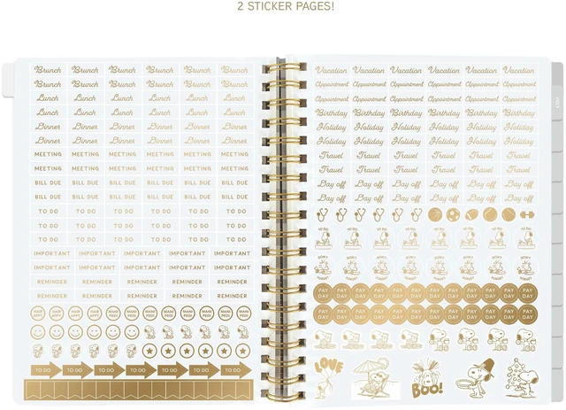 Alt view image 4 of 5 - Peanuts 18 Month Planner, July 2026 Dec. 2027, Hardbound Spiral Planner with Monthly Tabs, Holidays & Reminder Stickers, 6 x 8