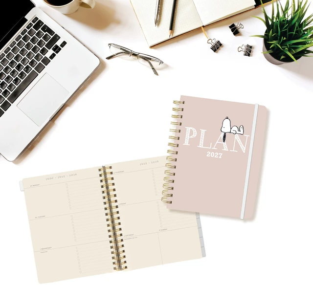 Alt view image 5 of 5 - Peanuts 18 Month Planner, July 2026 Dec. 2027, Hardbound Spiral Planner with Monthly Tabs, Holidays & Reminder Stickers, 6 x 8