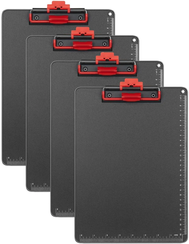 Main image of Clipboard with Pen Holder, Aluminum Frame & 2-in-1 Upgraded Clip, A4 Size 12.5 x 9 Inch, Heavy Duty Portable Writing Board with Anti-Slip Backing, for Office School Classroom Doctor Coach(4 Pack)