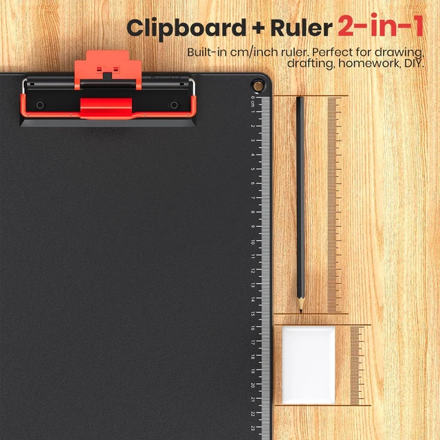 Alt view image 5 of 7 - Clipboard with Pen Holder, Aluminum Frame & 2-in-1 Upgraded Clip, A4 Size 12.5 x 9 Inch, Heavy Duty Portable Writing Board with Anti-Slip Backing, for Office School Classroom Doctor Coach(4 Pack)