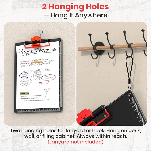 Alt view image 6 of 7 - Clipboard with Pen Holder, Aluminum Frame & 2-in-1 Upgraded Clip, A4 Size 12.5 x 9 Inch, Heavy Duty Portable Writing Board with Anti-Slip Backing, for Office School Classroom Doctor Coach(4 Pack)