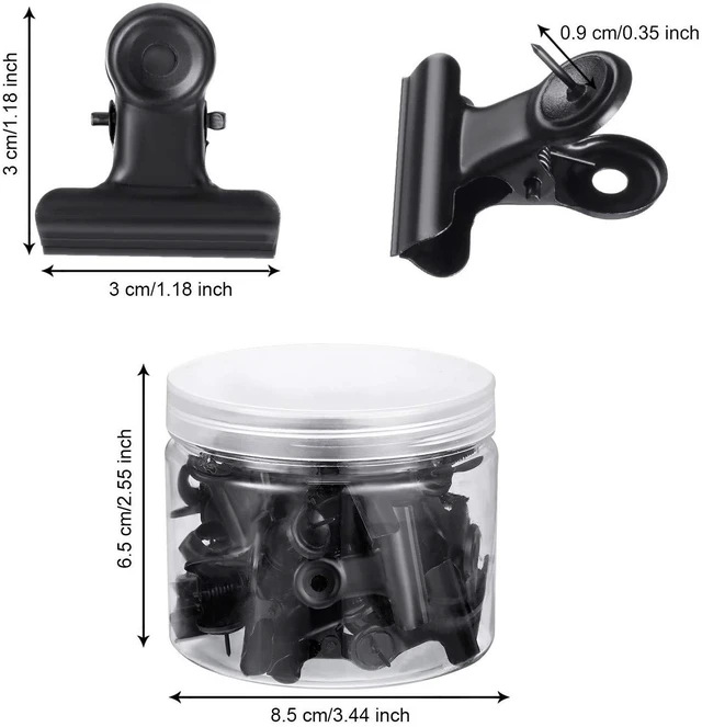 Alt view image 2 of 7 - 30 Pcs Black Push Pins Clips for Bulletin Board, Cork Board Tacks Thumb Tacks with Clips, Cork Board Pins Accessories, Bulletin Board Decorations, Back to School Supplies, No Holes for Paper