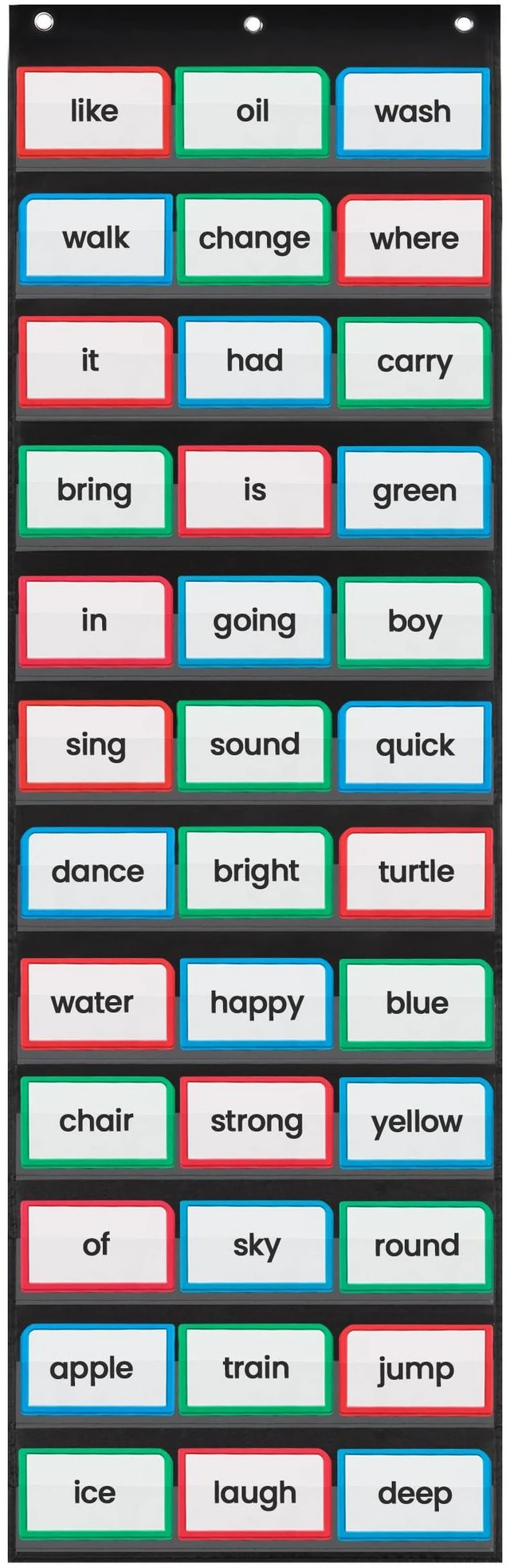 Main image of Sentence Strip Pocket Chart, 17" Wide x 56" Tall, Black Pocket Chart For Dry Erase Sentence Strips, Easy to Use & Hang, Reusable, For Classrooms, Home & Office