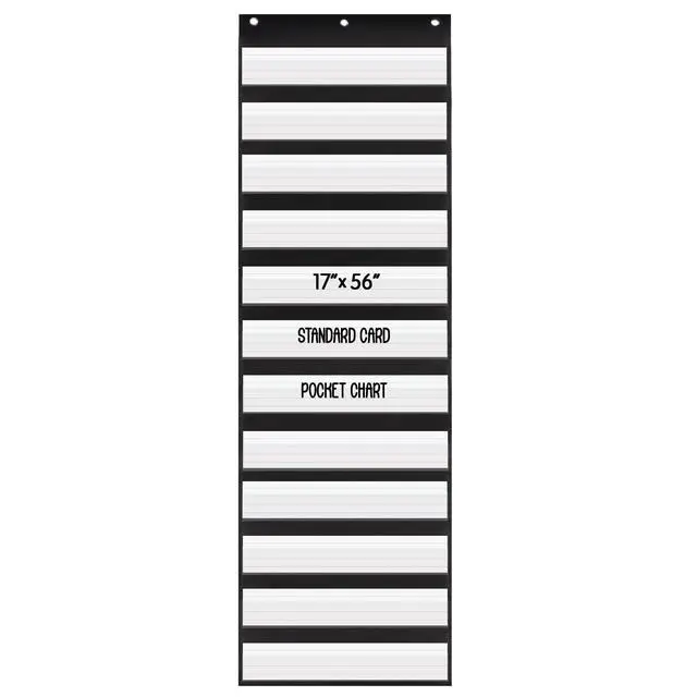 Alt view image 3 of 7 - Sentence Strip Pocket Chart, 17" Wide x 56" Tall, Black Pocket Chart For Dry Erase Sentence Strips, Easy to Use & Hang, Reusable, For Classrooms, Home & Office