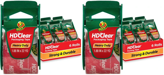 Main image of HD Clear Packing Tape with Dispensers - 6 Rolls of Strong Heavy Duty Packing Tape for Shipping and Moving,Boxes and Packaging - 1.88 in. x 22.2 Yards - 1.5" Core - Clear (287732),(Pack of 2)