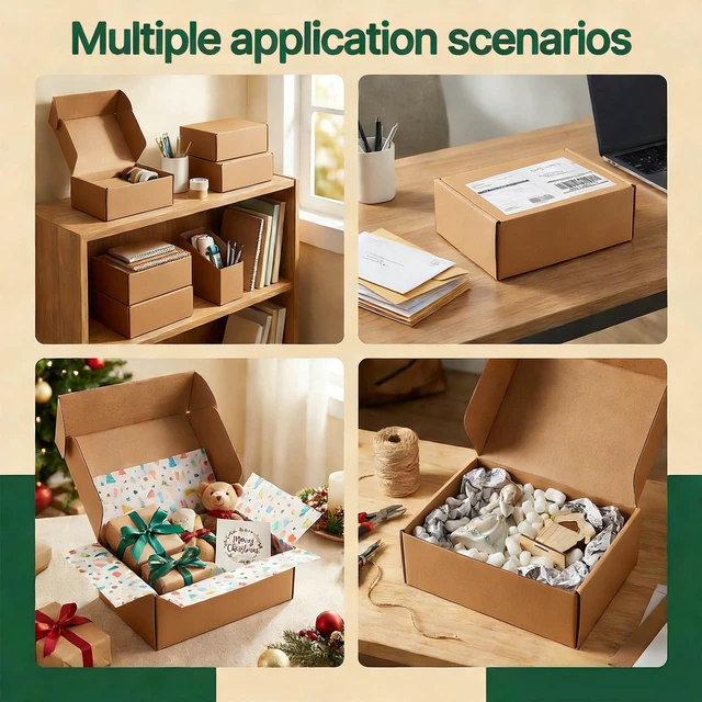 Alt view image 2 of 7 - 20 Pack 11x8x4 Inch Brown Shipping Boxes, Corrugated Cardboard Mailer Boxes for Small Business Packaging, Easy-to-Fold Design for Mailing, Gift Wrapping, and Everyday Organizing