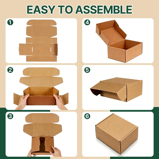 Alt view image 5 of 7 - 20 Pack 11x8x4 Inch Brown Shipping Boxes, Corrugated Cardboard Mailer Boxes for Small Business Packaging, Easy-to-Fold Design for Mailing, Gift Wrapping, and Everyday Organizing