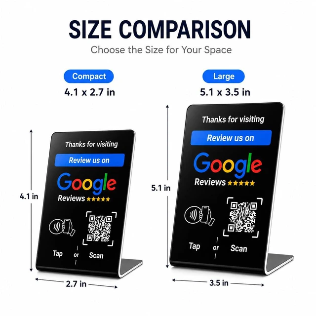 Alt view image 6 of 7 - NFC Tap Google Review Stand, Black, Compact 4.3"x2.7", 5-Stands Boost Customer Feedback, Tap & Scan QR, No App, No Subscription, Works on iPhone & Android