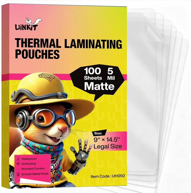 Main image of 5mil Matte Legal Size Thermal Laminating Pouches, 100 Pack 8.5x14 Inches, Heavy Duty Anti-Glare Laminating Sheets for Safety Protocols, Machine Manuals & Outdoor Signage - Laminator