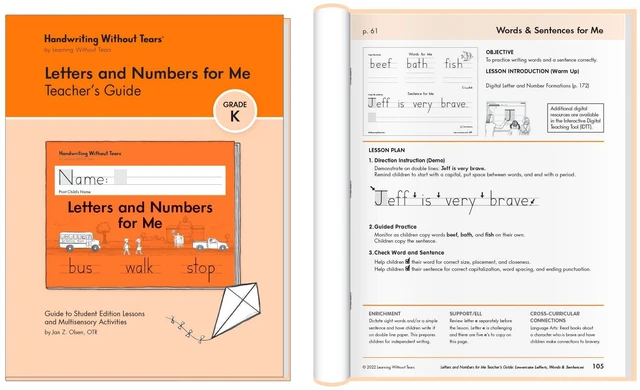 Alt view image 2 of 6 - Kindergarten Printing Set, Workbook/Guide/Journal Printing lessons for capitals, lowercase letters, numbers; books, tiny pencils & desk strip; ages 5+; homeschool, tutor, OT