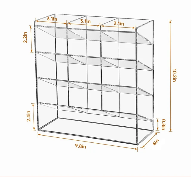 Alt view image 6 of 7 - Acrylic Vertical Marker Organizer for 150 Markers, Desk Orgaizer 13 Compartments Clear Angled Pen & Pencil Holder, Large Stationery & Art Supply Storage for School (10.2 x 9.8 x 4 Inch)