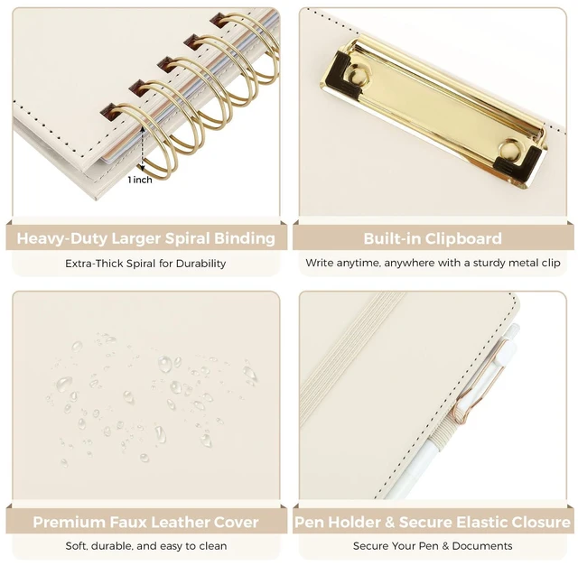 Alt view image 4 of 7 - Storage Clipboard Folder with 6 Dividers & Refillable Notepad 6 Dividers with 12 Pockets for Letter Size, A Snap-seal Letter size Pouch,Spiral Clipboards Padfolio for Teacher Worker Nurse