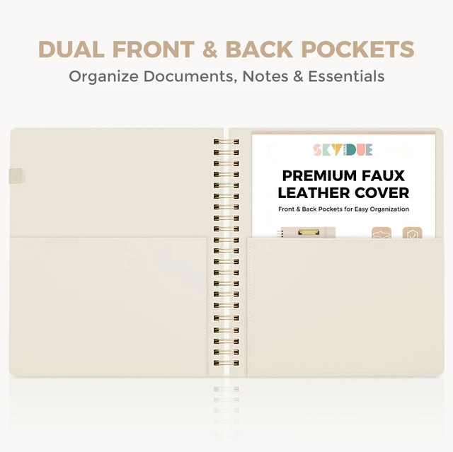 Alt view image 7 of 7 - Storage Clipboard Folder with 6 Dividers & Refillable Notepad 6 Dividers with 12 Pockets for Letter Size, A Snap-seal Letter size Pouch,Spiral Clipboards Padfolio for Teacher Worker Nurse