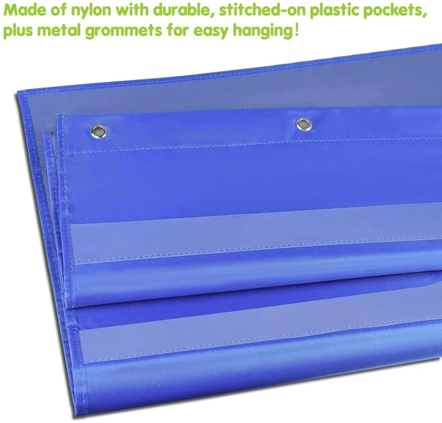 Alt view image 4 of 7 - Standard Pocket Charts, Clear 10 Pocket Chart for Teacher Lessons in a Classroom or Home Use Fits Standard 3" Sentence Strips and Word Cards, Blue, Nylon