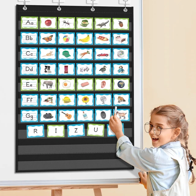 Alt view image 2 of 7 - Standard Pocket Charts, Clear 10 Pocket Chart for Teacher Lessons in a Classroom or Home Use Fits Standard 3 Sentence Strips and Word Cards, Black