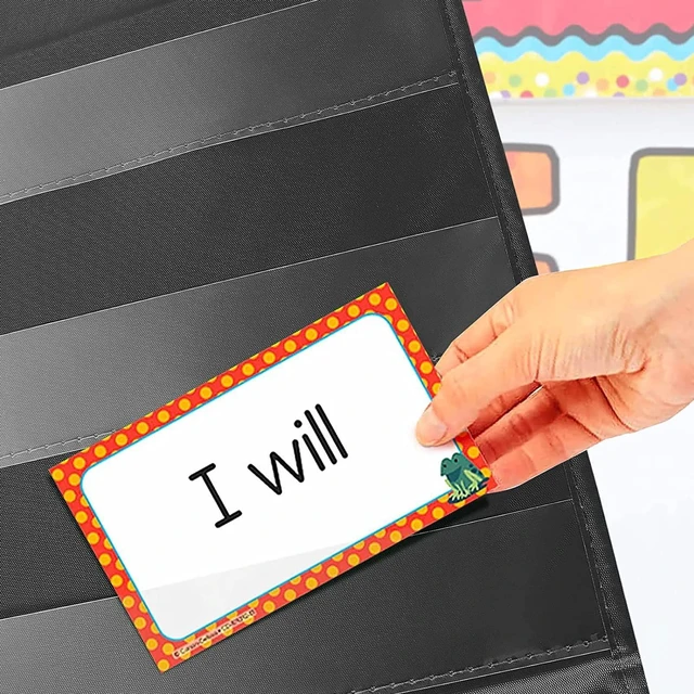 Alt view image 5 of 7 - Standard Pocket Charts, Clear 10 Pocket Chart for Teacher Lessons in a Classroom or Home Use Fits Standard 3 Sentence Strips and Word Cards, Black