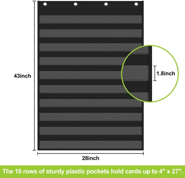 Alt view image 6 of 7 - Standard Pocket Charts, Clear 10 Pocket Chart for Teacher Lessons in a Classroom or Home Use Fits Standard 3 Sentence Strips and Word Cards, Black