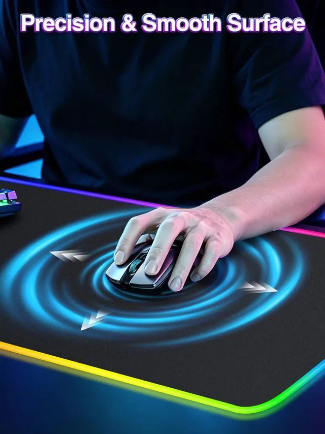 Alt view image 6 of 7 - XL RGB LED Gaming Mouse Pad with 15W Magnetic Wireless Charging 31.5'' x 11.8'' Large Desk Mat, 24 Lighting Effects Keyboard Pad with Non-Slip Rubber Base, Waterproof Easy Gliding Surface