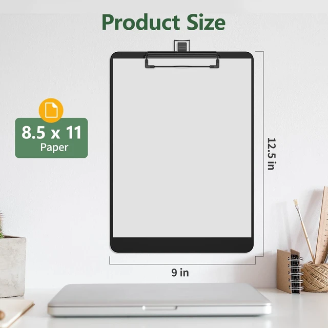 Alt view image 2 of 7 - Black Clipboard with Pen Holder, 8.5 x 11 Clip Boards(15 Pack) Black Low Profile Clip, Letter Size for Classroom, Teacher, Students, School, Office Supply