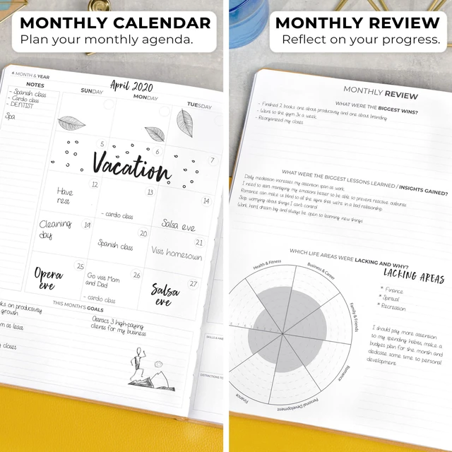 Alt view image 4 of 7 - Planner PRO Premium, Undated Weekly, Daily, Budget, Amber Yellow 8.5x11" Not dated, Eco leather hardcover, box, stickers, Detailed vision & goal setter, Weekly pages & Monthly calendars