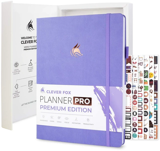 Main image of Planner PRO Premium, Undated Weekly, Daily, Budget, Lavender 8.5x11" Not dated, Eco leather hardcover, box, stickers, Detailed vision & goal setter, Weekly pages & Monthly calendars
