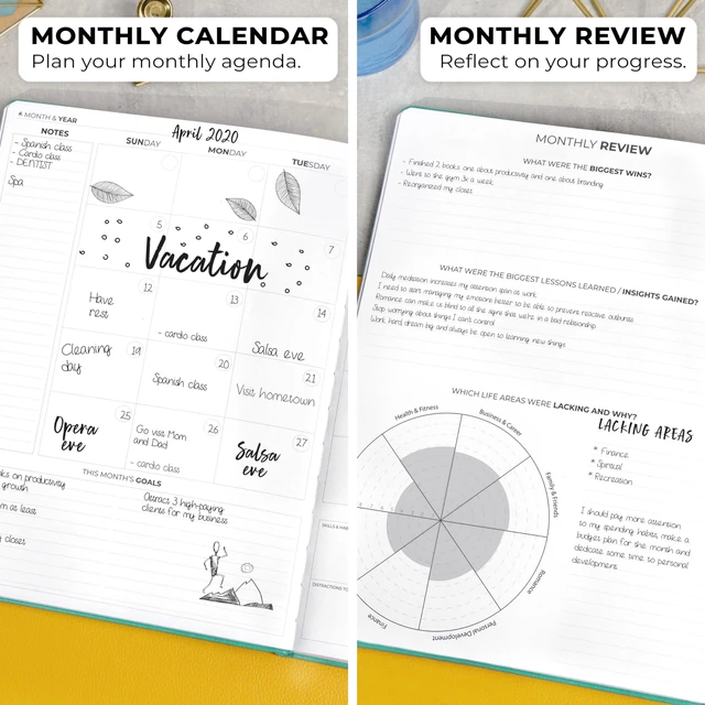 Alt view image 4 of 7 - Planner PRO Premium, Undated Weekly, Daily, Budget, Green 8.5x11" Not dated, Eco leather hardcover, box, stickers, Detailed vision & goal setter, Weekly pages & Monthly calendars