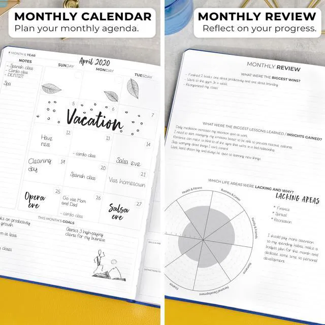 Alt view image 4 of 7 - Planner PRO Premium, Undated Weekly, Daily, Budget, Navy Blue 8.5x11" Not dated, Eco leather hardcover, box, stickers, Detailed vision & goal setter, Weekly pages & Monthly calendars